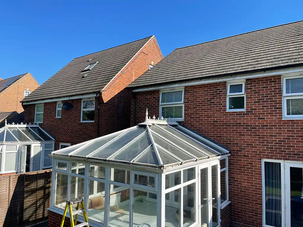 Conservatory with an old glass roof