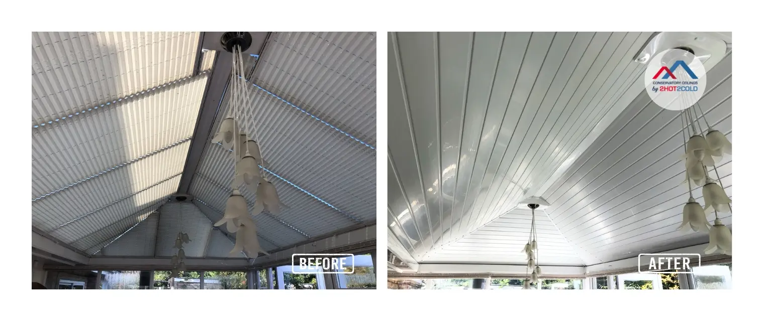 Insulated Conservatory Ceiling Conservatory blinds replaced by an insulated ceiling