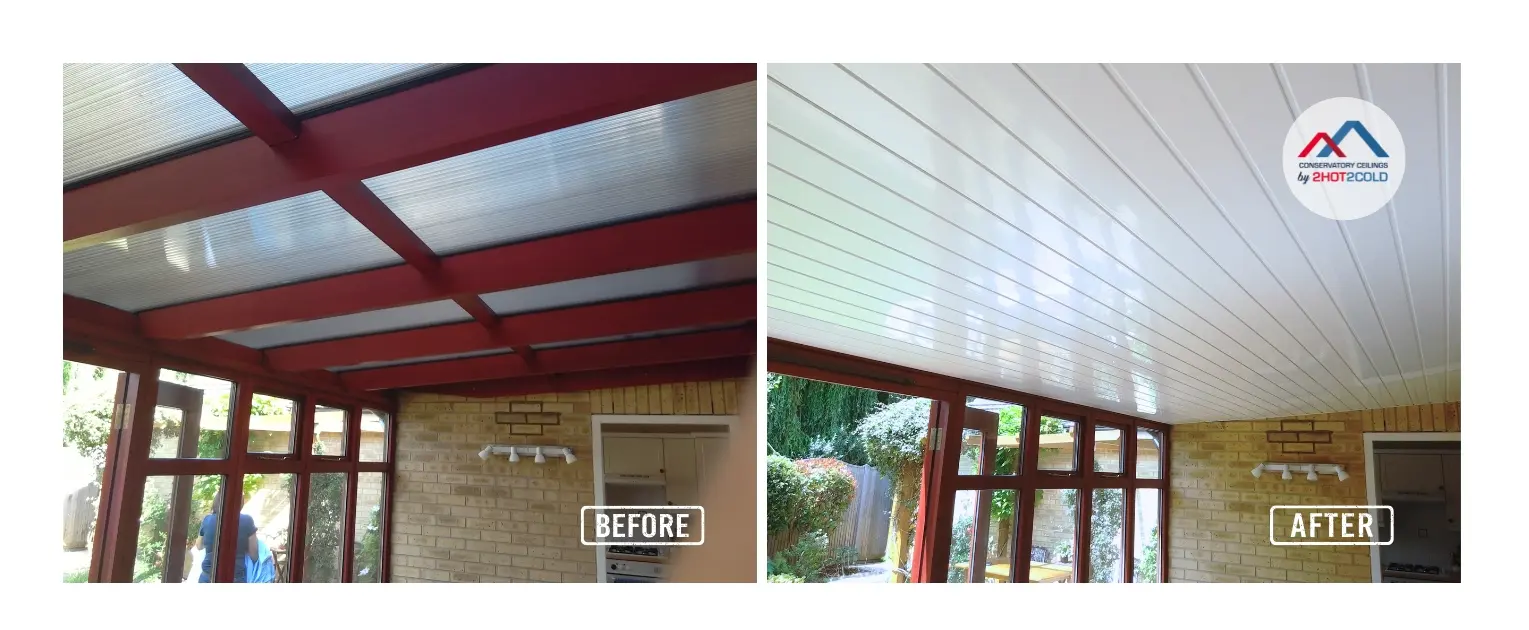 Insulated Conservatory Ceiling Insulated ceiling installed between deep roof bars