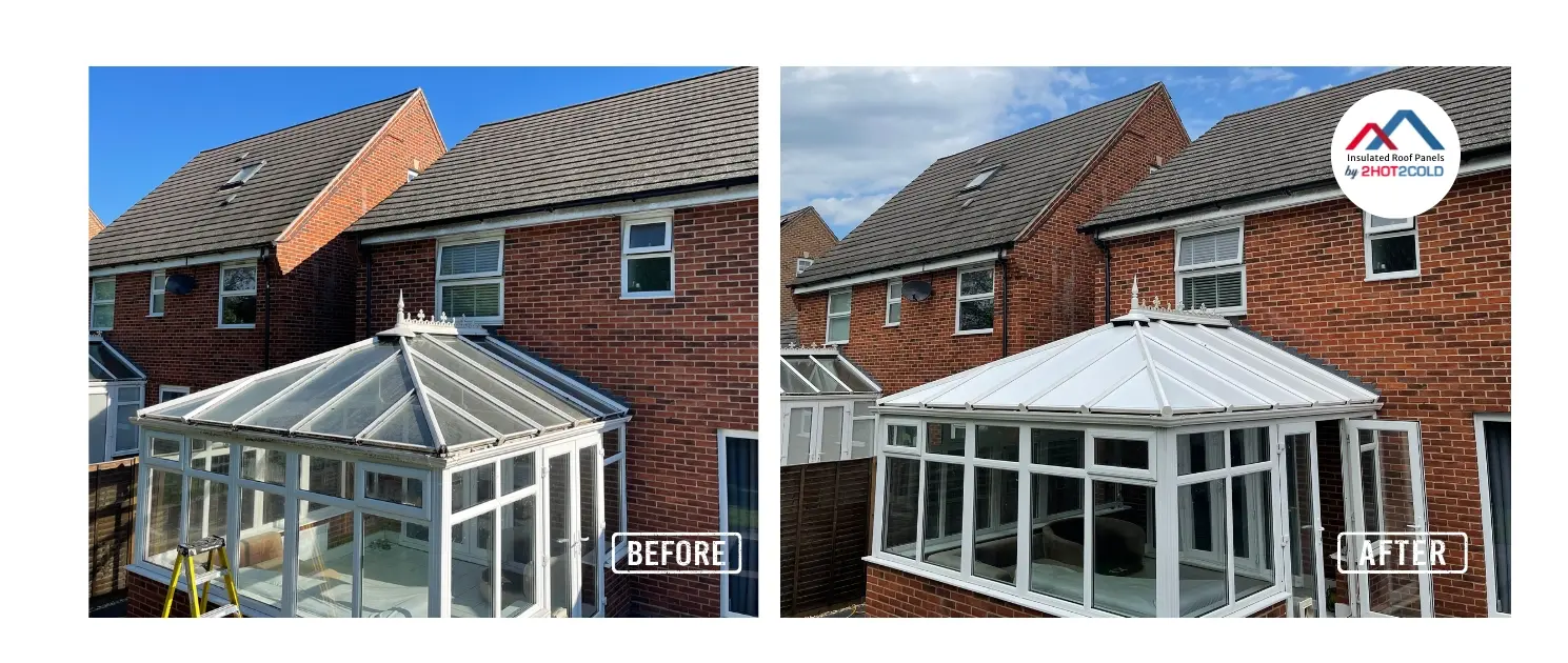 Roof panes are replaced with an Insulated Roof Panel Conservatory Roof Panels
