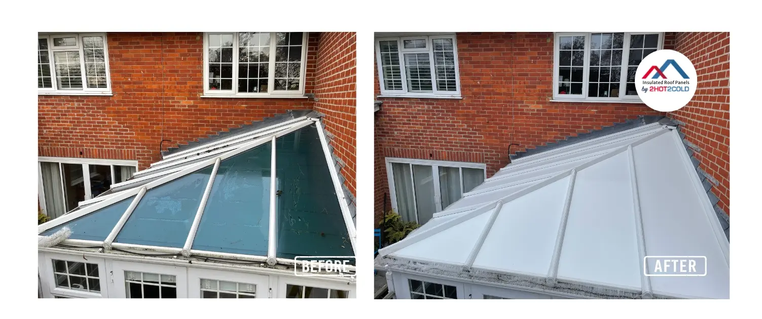 Roof panes are replaced with an Insulated Roof Panel Conservatory Roof Panels
