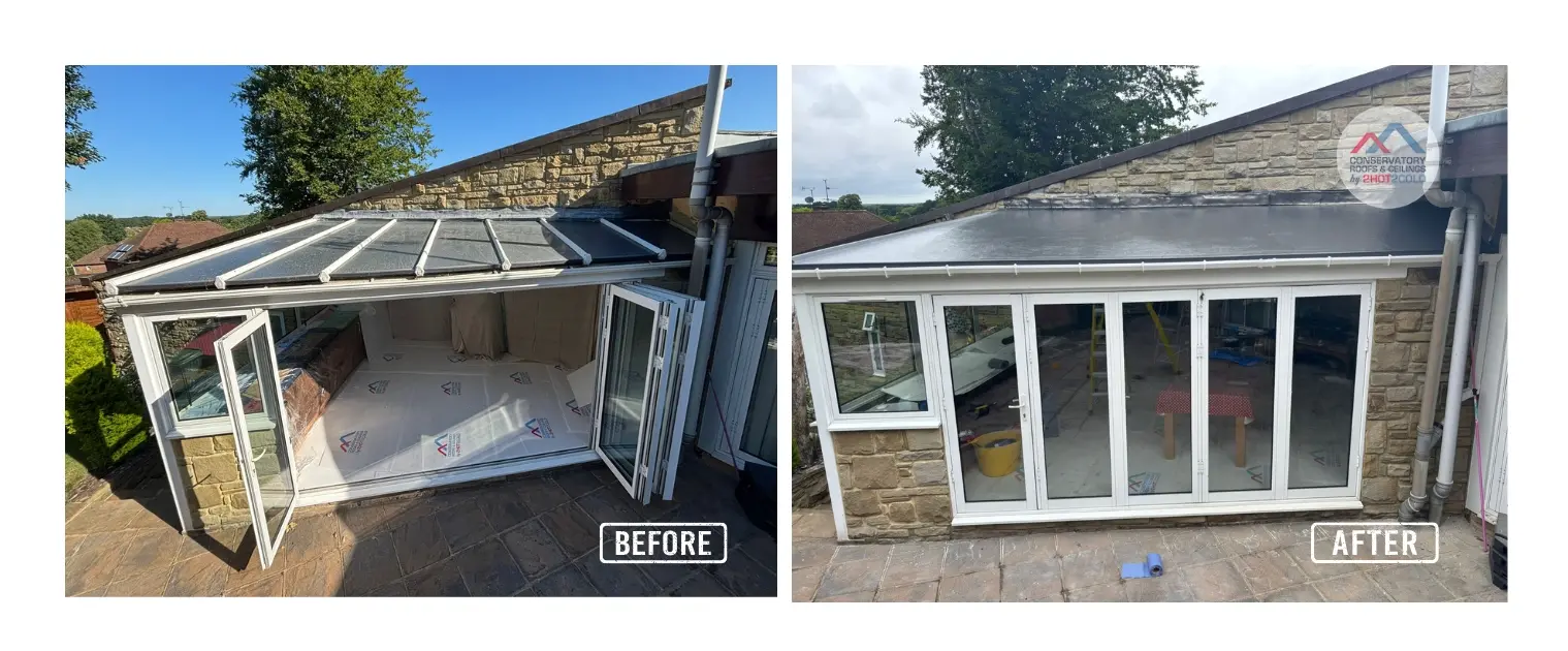 Falt conservatory roof replacement Fibreglass conservatory ceiling